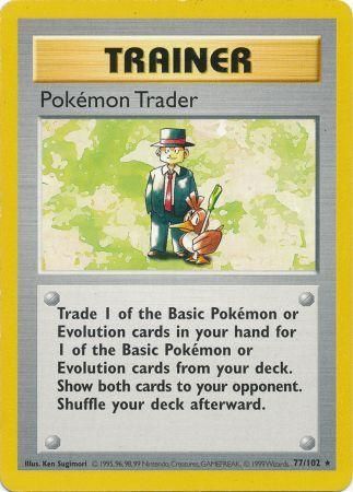1995 trainer pokemon cards Trader (77/102) [Base Set Shadowless Unlimited] sv8 booster bundle clear acrylic holder that Pokemon Card Scarlet and Stain:Black Paint